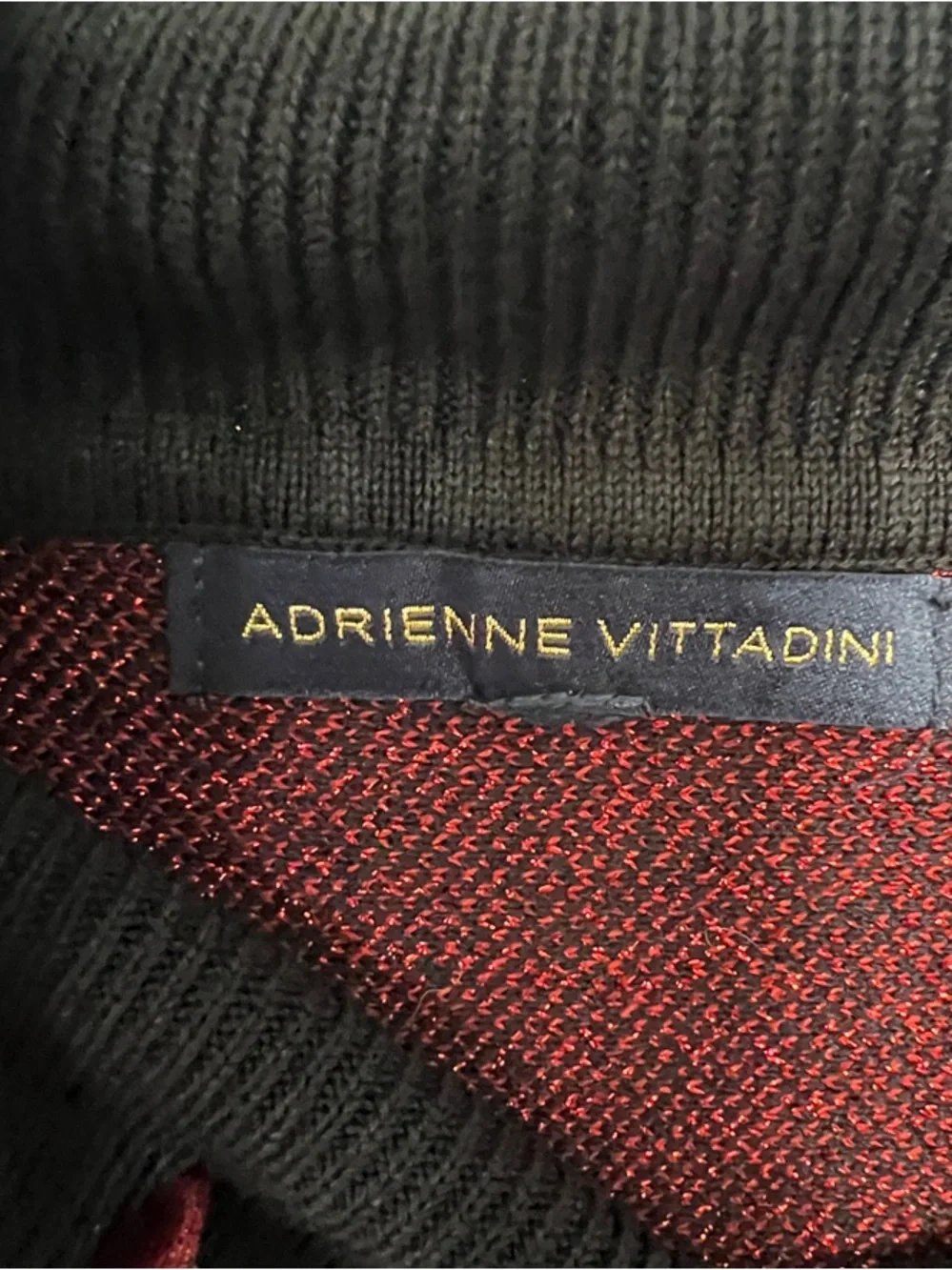 Sold -  Red to Black Gradient Turtleneck Sweater with Pearl Buttons - Picture 2 of 4